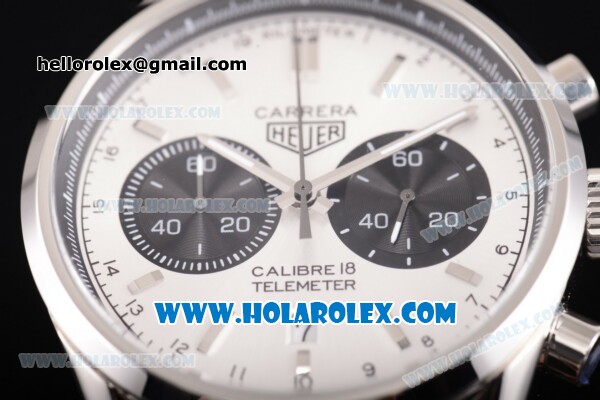 Tag Heuer Carrera Calibre 18 Chronograph Miyota Quartz Steel Case with White Dial and Silver Stick Markers - Click Image to Close